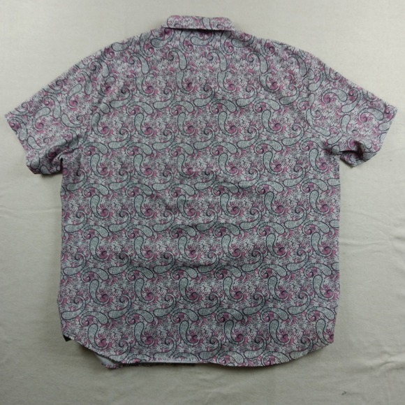 Michael Strahan Mens XXL Slim Fit Paisley Short Sleeve Button Down Shirt - Picture 5 of 13